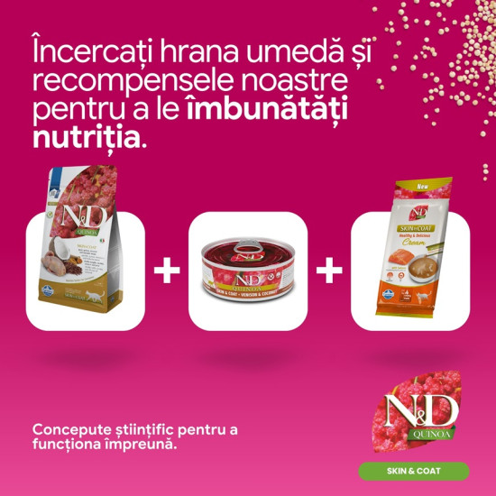 Farmina ND Quinoa Skin Coat Quail Coconut hrana dietetica pisici adulte 1.5 kg
